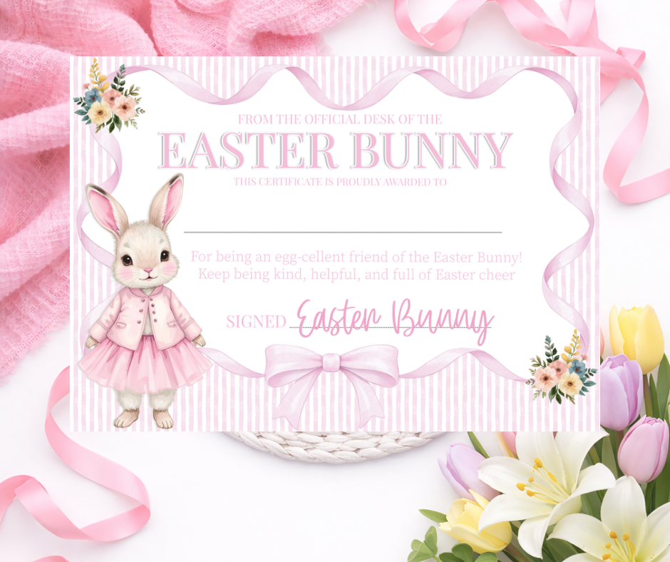 Personalised Easter Bunny Certificate – A4 Gloss Card