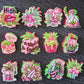 Pink Neon Chill Vibes Cupcake Topper Set 💚💕✨