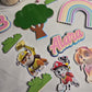 Pastel Rainbow Puppy Cake Topper Set – Personalised Kids Birthday Cake Decorations – Rainbow Theme Party Topper