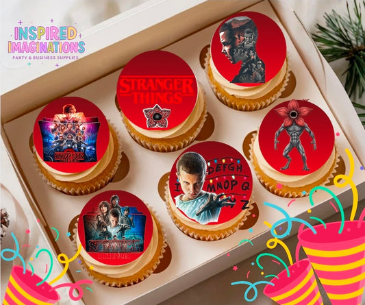 Mystery TV Series Edible Cupcake Toppers – 12 Retro Horror Cupcake Decorations – Icing Sheet or Rice Paper Edible Cake Toppers