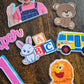 Personalised First Birthday Cake Topper Set – Custom Name & Age Kids Character Theme Cake Decorations – 1st Birthday Cake Topper
