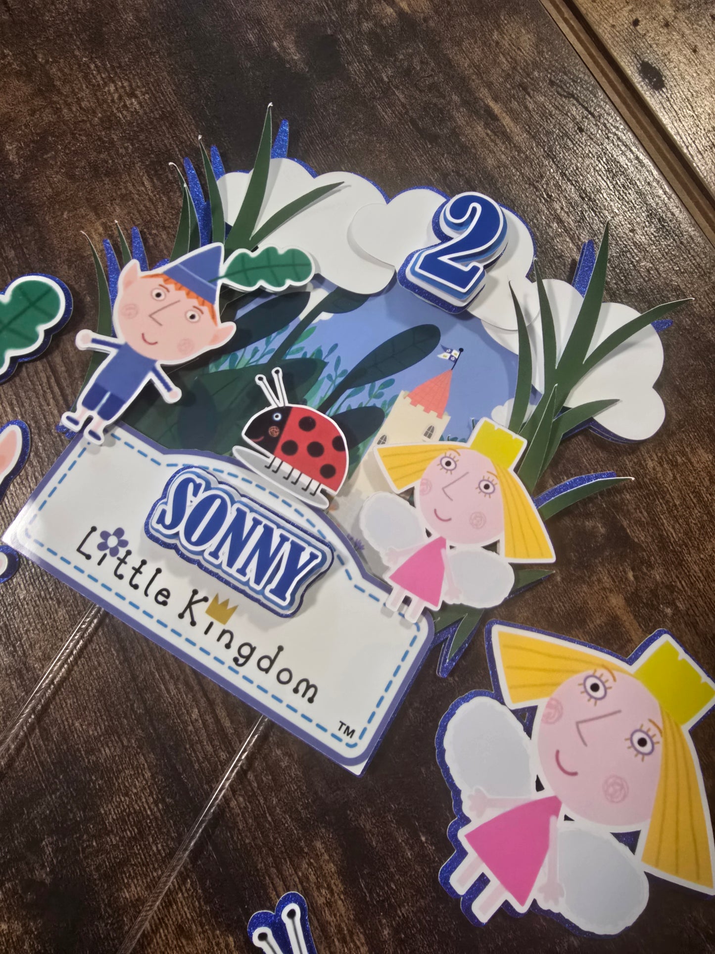 Magical Garden Birthday Cake Topper Set - Personalised Name & Age - Kids Fairy Garden Party Decorations