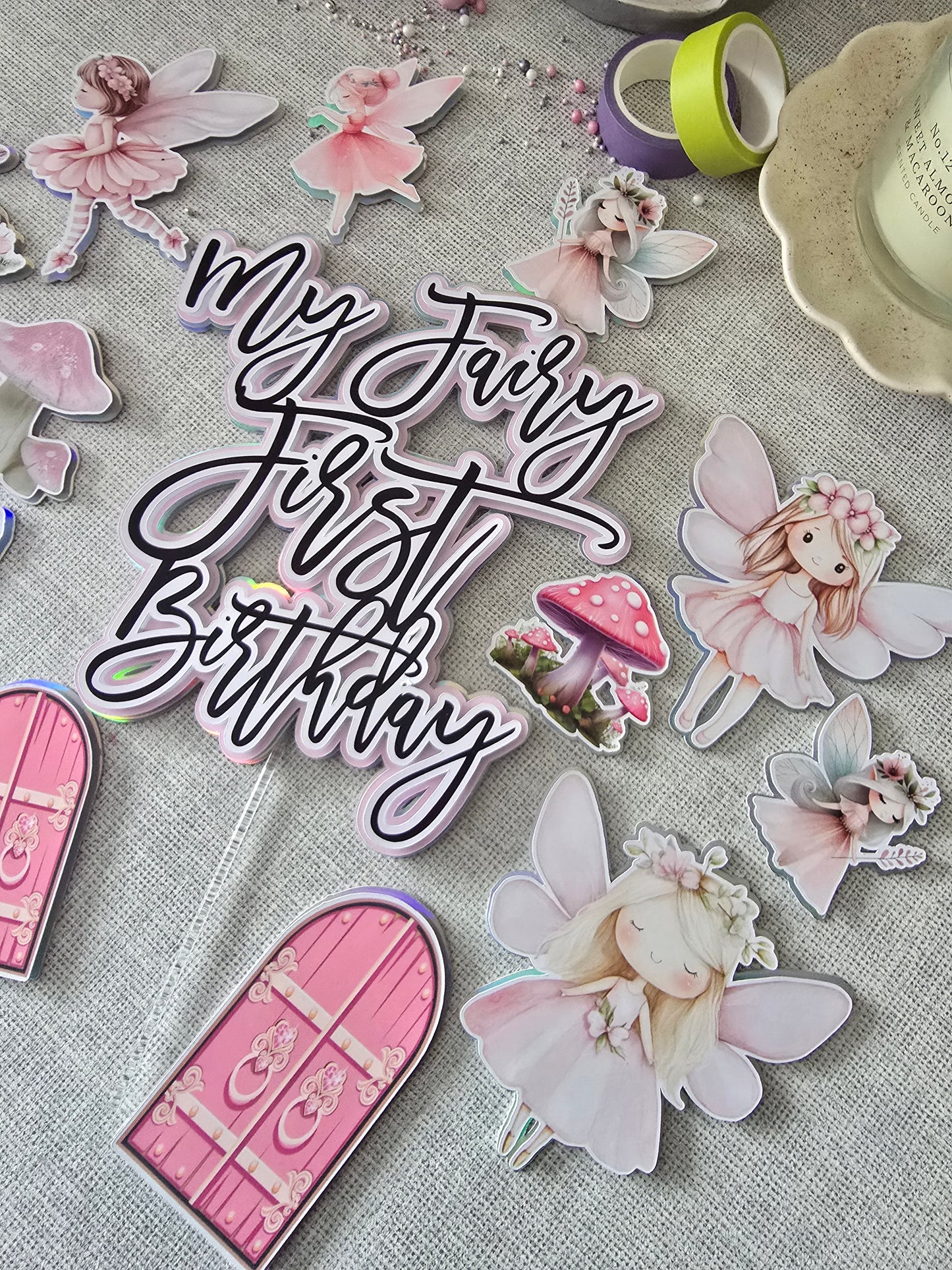 Fairy Cake Topper Set – My Fairy First Birthday Cake Decorations – Pink Fairy Party Cake Toppers – Fairy Theme Birthday