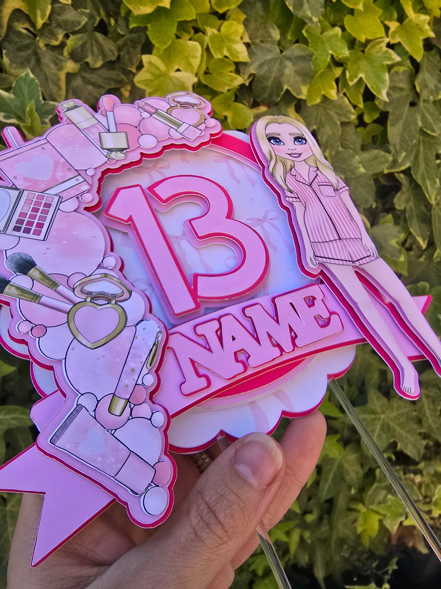 Pink Make Up Cake Topper